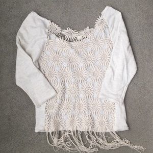 Urban Outfitters crochet flower sweater
