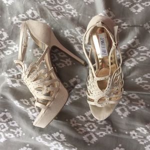 Jennifer Lopez Cream Suede Stiletto Heels