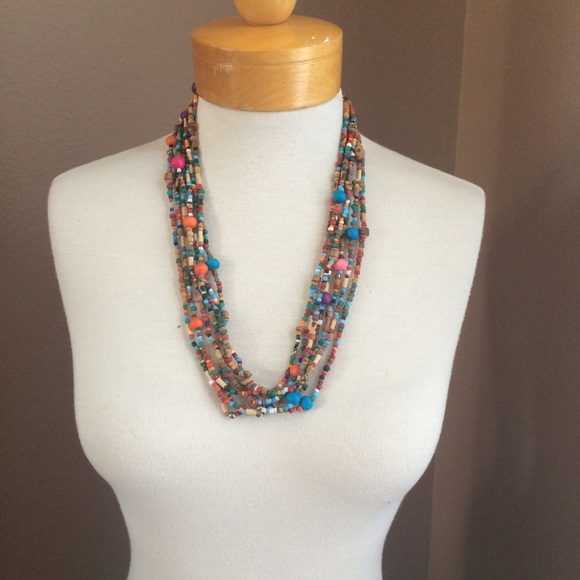 Multi-strand beaded necklace