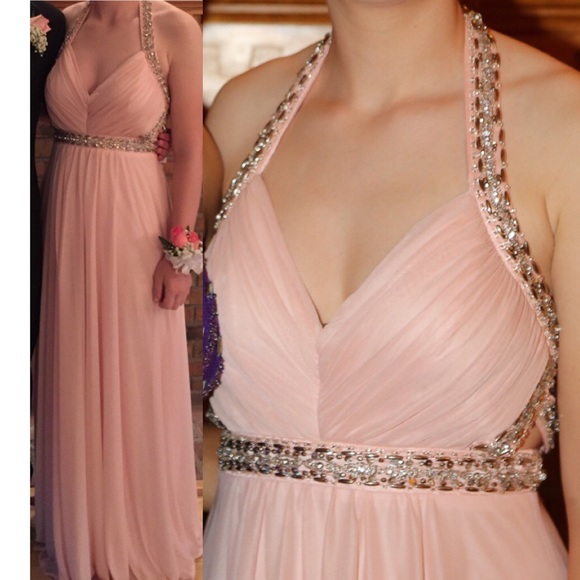 Pink Halter Style Prom Dress