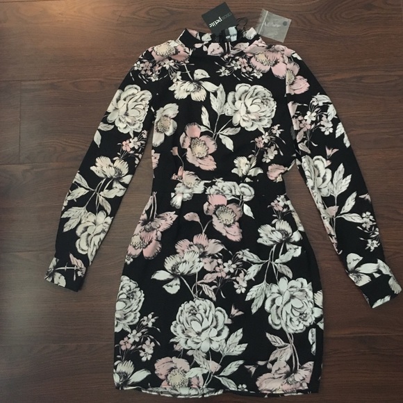 Asos petite: mini dress with high neck in floral
