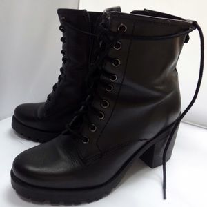 Topshop Leather Biker Boots with side zippers