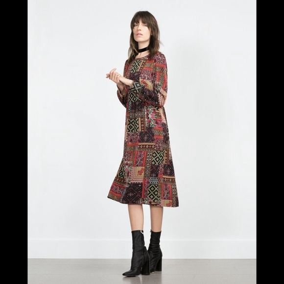 Zara Patchwork Long Midi Dress - Picture 3 of 4