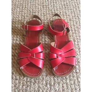 All real leather - red Salt water sandals