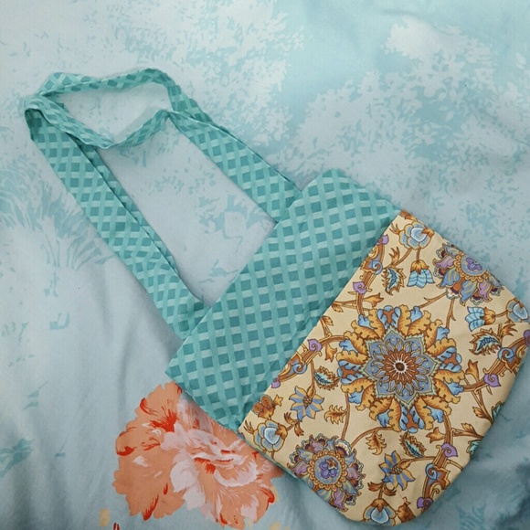 Handmade boho tote bag purse big front pocket