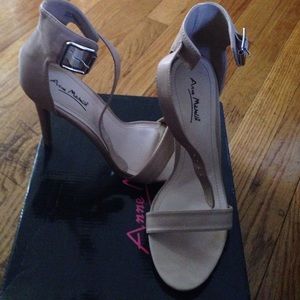 Tan heels with ankle strap