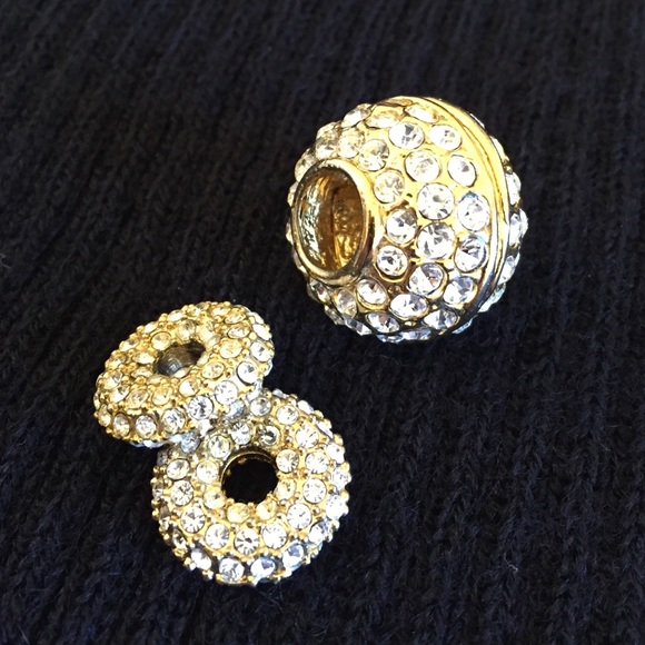 3 crystal studded beads for neck chain or bracelet