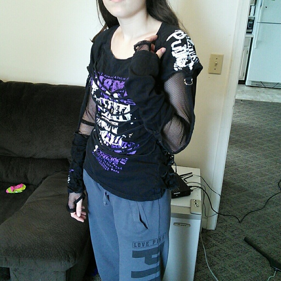 Gothic lolita punk fishnet jrock shirt