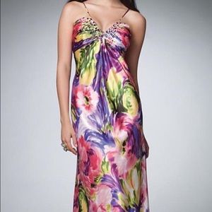 Alfred Angelo colorful charmeuse prom dress