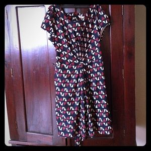 Stylish Navy Blue, Red and White Yumi Dress