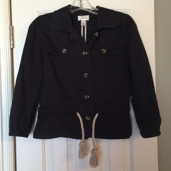 LOFT cotton rope waist 3/4 sleeve jacket