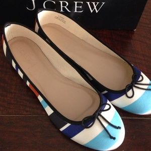 J. Crew Bright Stripes Ballet Flats