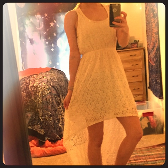 High low spring white floral lacy dress sundress