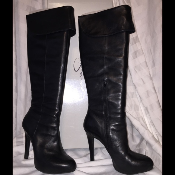 Over the Knee Black or Brown Leather Boots