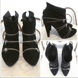 Pour La Victoire Suede Zipper Embellished Bootie