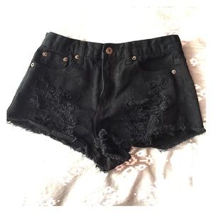 Forever 21 Black Denim Short Shorts