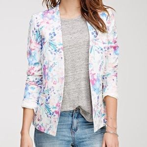 Watercolor Floral Print Blazer