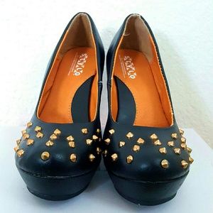 Black studded heels