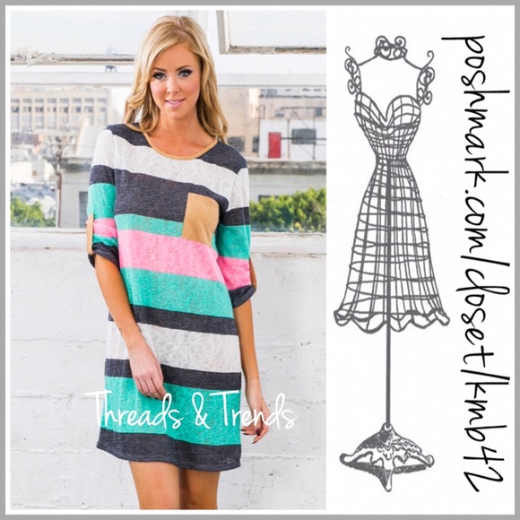Threads & Trends Dresses & Skirts - Mint Striped Tunic Dress