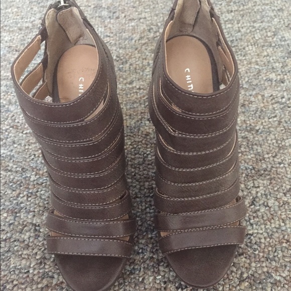 Brown wedge sandals
