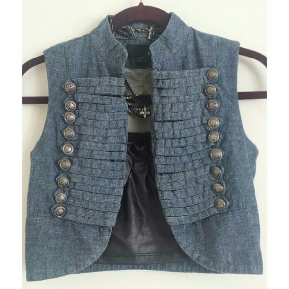 Militant Denim Cropped Vest