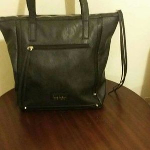 Blk Leather Fringe Nicole Miller Hobo