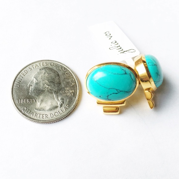 💥SOLD💥Turquoise and Gold Stud Back Earrings - Picture 3 of 3