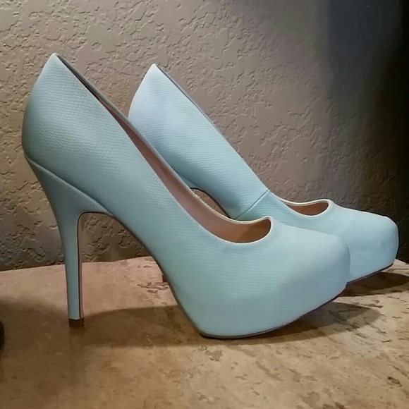 Tiffany Blue platform heels