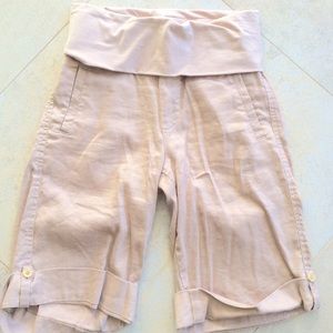 Tan linen bermuda shorts