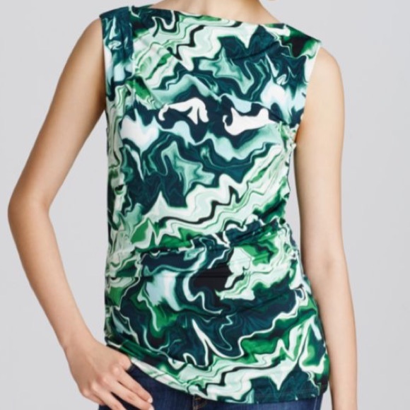 Preloved dknyc printed sleek jersey tucked top xl