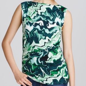 Preloved dknyc printed sleek jersey tucked top xl