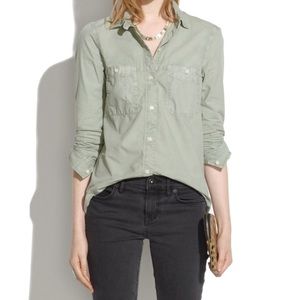 Madewell army green boyfriend button down