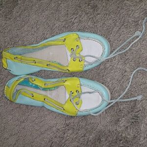 Womens Vintage Sperry Top Sider Loafer Neon Shoes