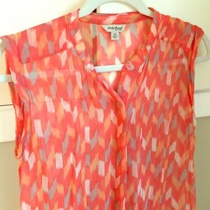 Lucky Brand Sheer Coral Top