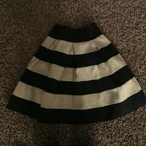 black and gold striped skirt