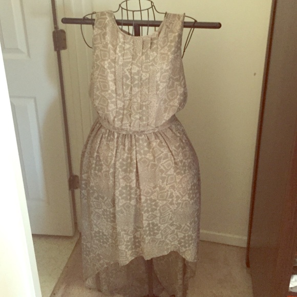 High low olive green and beige dress