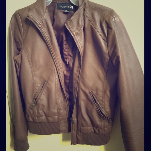 Brown Faux Leather Forever 21 Jacket