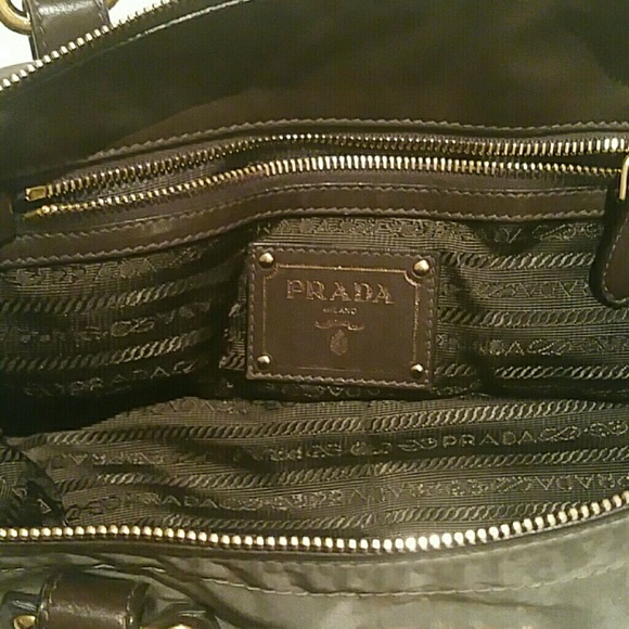 Prada Stone Nylon Jacquard Logo Leather Detail Bag - Picture 3 of 4