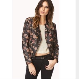 Floral leather jacket