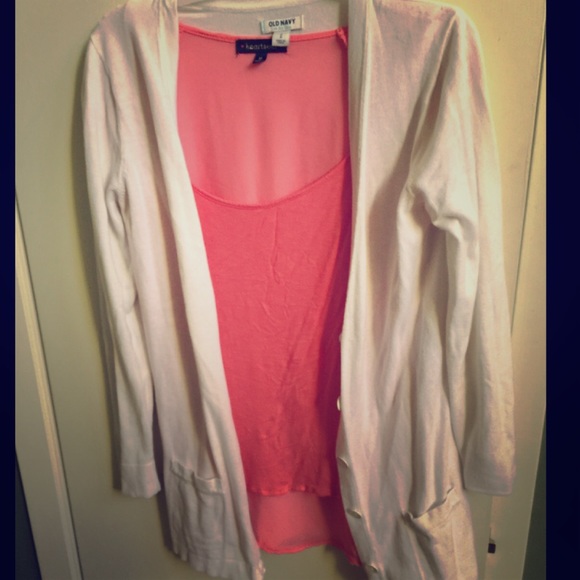 Old Navy Button Cardigan & Sheer Blouse