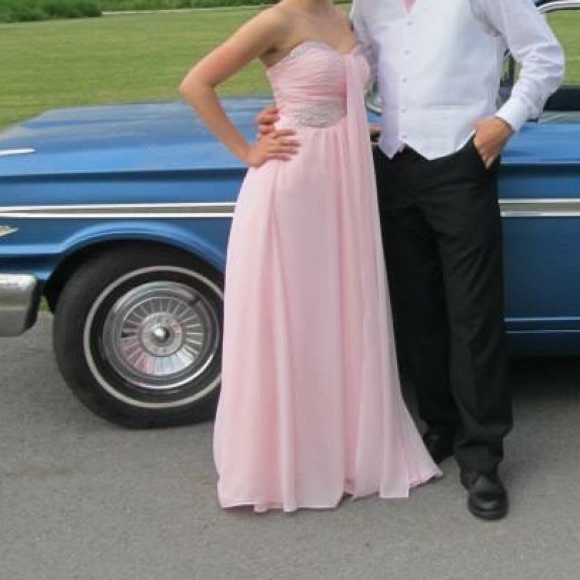Pink chiffon prom dress