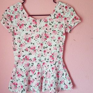 Light pink floral peplum top