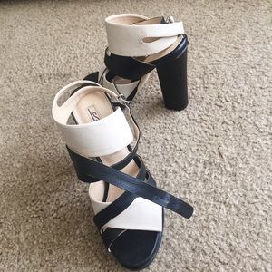 Black and White Chunky Heel