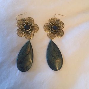 Flower and stone statement earrings