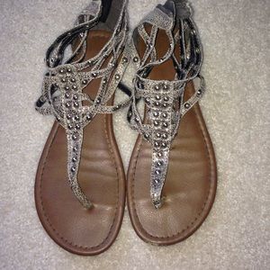 Women's Gray Gemstone Sandals