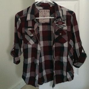 multi color button up quarter sleeve shirt