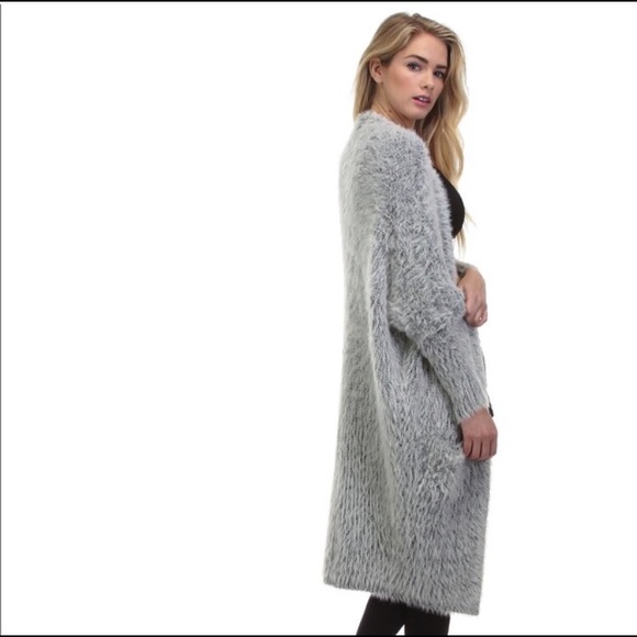 Tea n Cup grey furry sweater