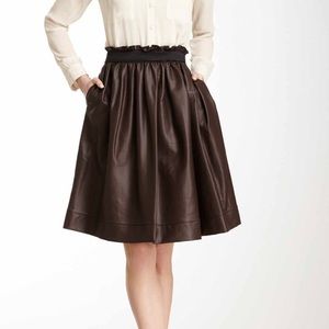 LOLA Chocolate Brown Faux Leather Skirt