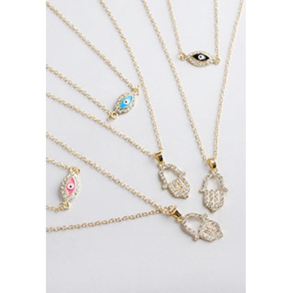 Hamsa Necklace in black