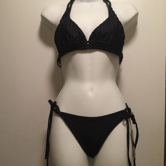 Boutique Other - SOLD Black Side Tie Scrunch Bikini Sz X Small